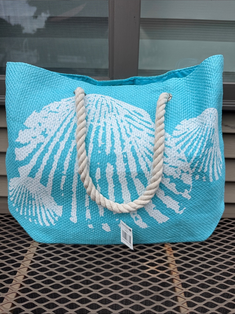 NWT Turquoise Rope-Handle Shell Tote